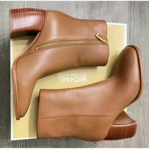 Michael Michael Kors Maude Luggage Leather Block Heel Boots Women Size 6